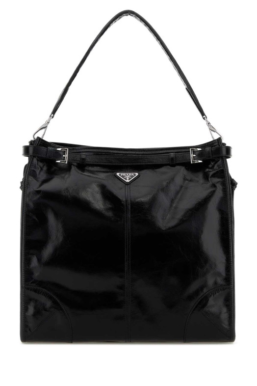 Black leather Prada Bonnie shopping bag Black PRADA (2VH2152CYR)