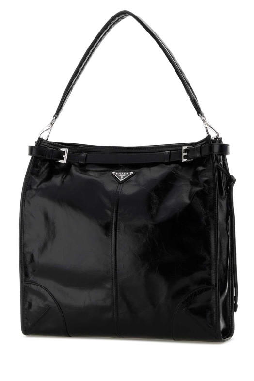 Black leather Prada Bonnie shopping bag Black PRADA (2VH2152CYR)