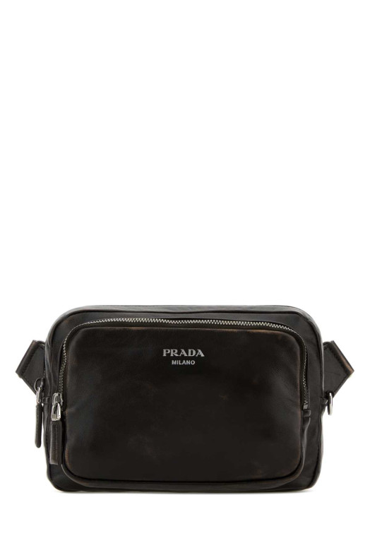 Сумка через плече з темно-коричневої шкіри наппа від PRADA (2VH2182C75)
