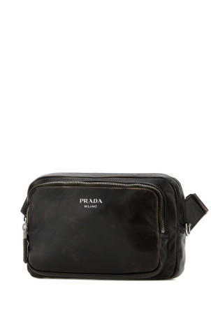 Dark brown nappa leather crossbody bag PRADA (2VH2182C75)