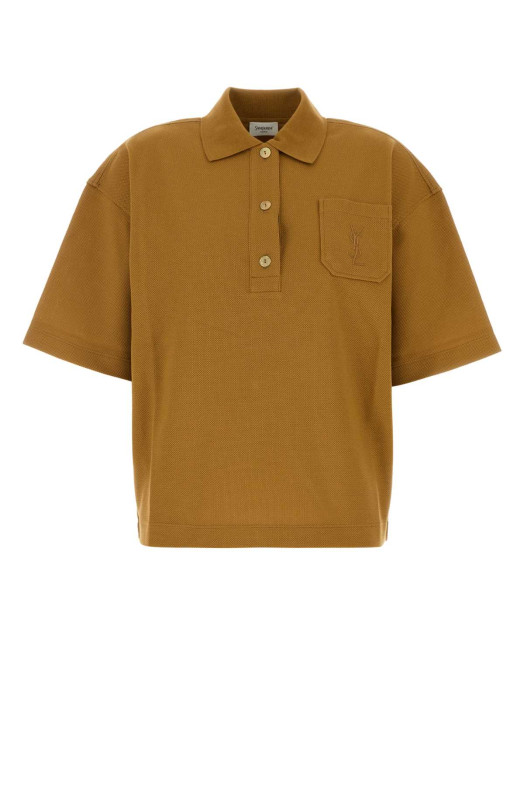 Ochre piquet oversize polo shirt SAINT LAURENT (873300Y38BN)