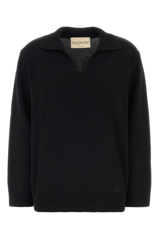 Black cashmere polo shirt Black VALENTINO GARAVANI (9B3KC75GAEW)
