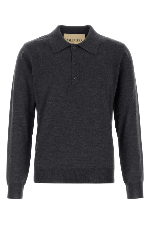 Charcoal wool polo shirt VALENTINO GARAVANI (9V3KP04UBH9)