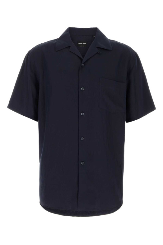 Рубашка темно-синего цвета из вискозной смеси GIORGIO ARMANI (GM003169TE20303)