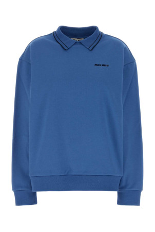 Cerulean blue cotton oversize polo shirt MIU MIU (MJLA65SOOO191L)