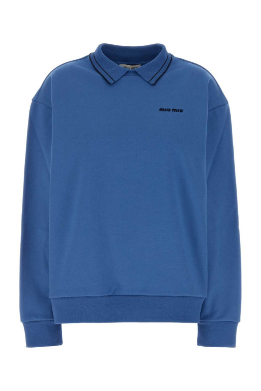 Cerulean blue cotton oversize polo shirt MIU MIU (MJLA65SOOO191L)