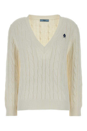 White cotton sweater Black PRADA (P24D3MSOOO19VL)