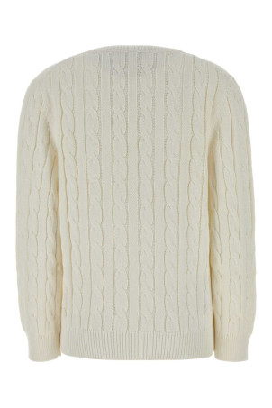 White cotton sweater Black PRADA (P24D3MSOOO19VL)