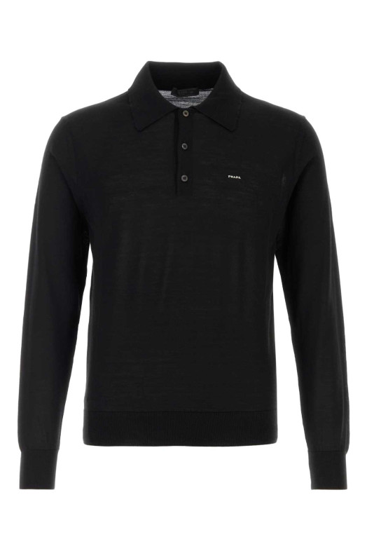 Black wool polo shirt Black PRADA (UMF147SOOO18DY)