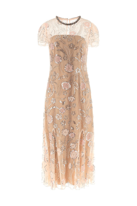 'Pink Flower Sequin Embellished Midi' dress Pink