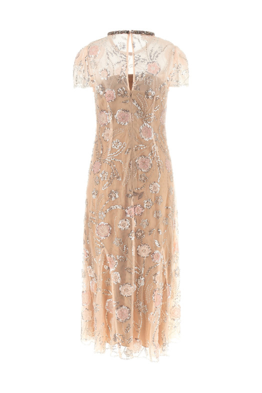 'Pink Flower Sequin Embellished Midi' dress Pink