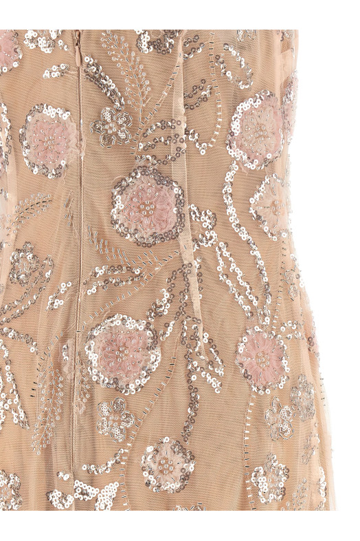 'Pink Flower Sequin Embellished Midi' dress Pink