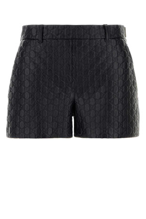 Black leather shorts White GUCCI (810398XNA4F)