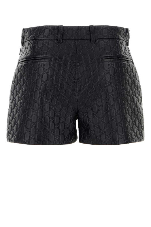 Black leather shorts White GUCCI (810398XNA4F)