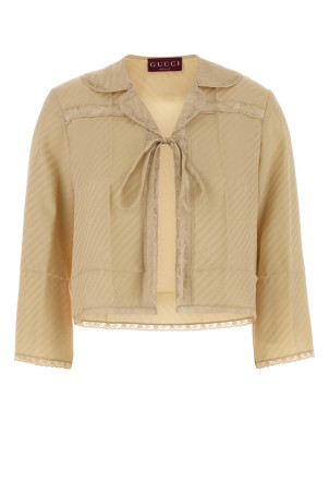 Beige silk blouse GUCCI (854516ZAM5B)