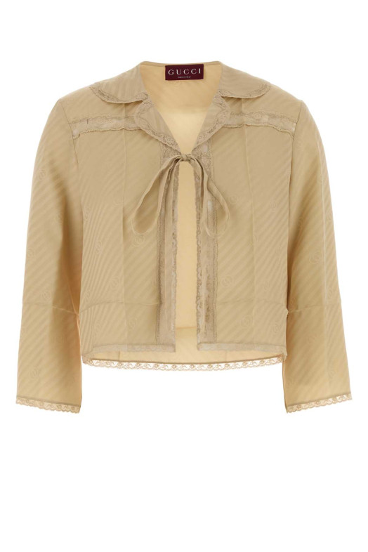 Beige silk blouse GUCCI (854516ZAM5B)