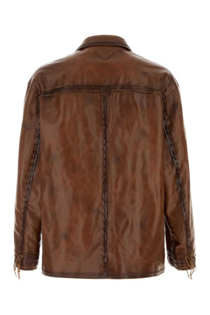Brown leather jacket PRADA (UPG409SOOO186N)