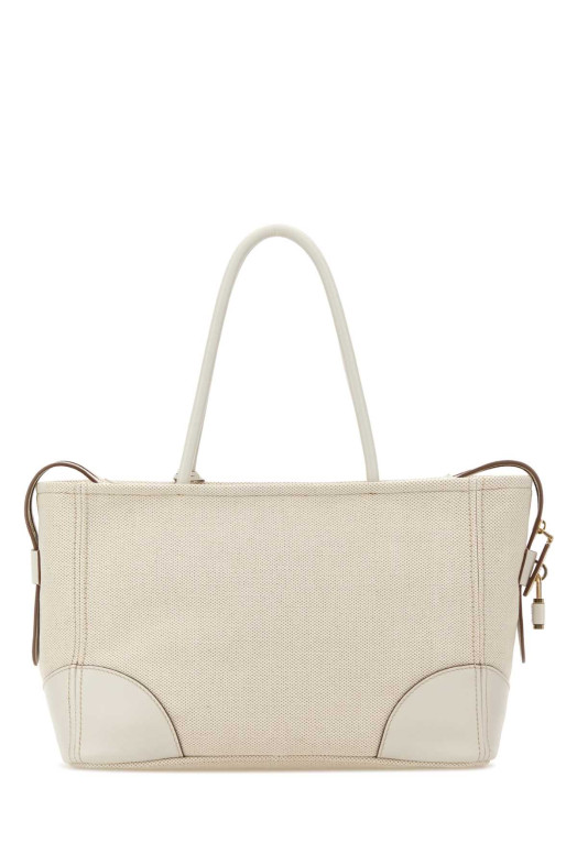 White canvas large shopping bag PRADA (1BG6592DLI)