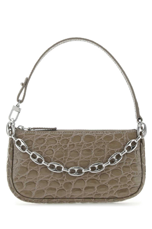 Dove grey leather mini Rachel handbag Brown BY FAR (21PFMIRAMUDCCESMA)