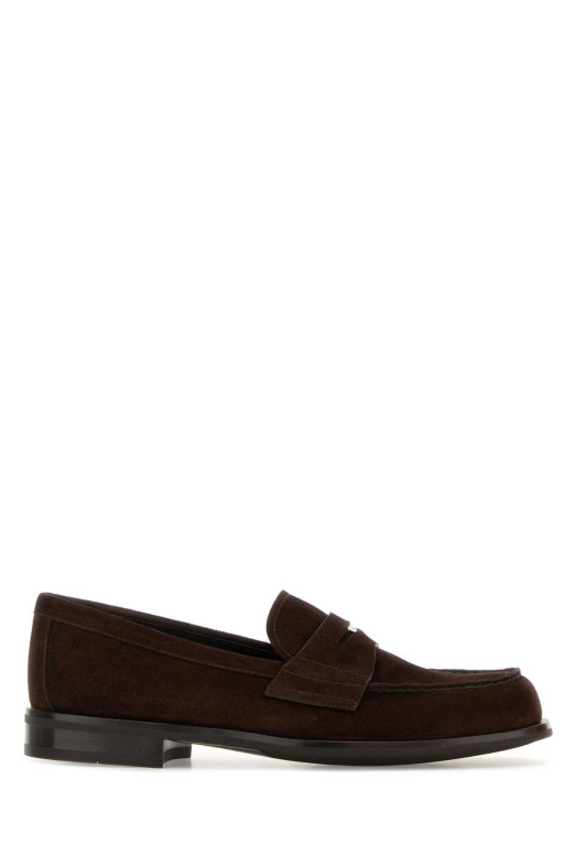 Dark brown suede loafers PRADA (2DB201FX001103)