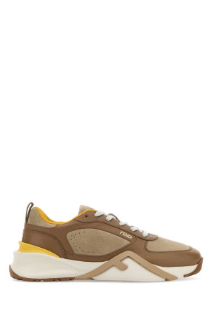 Two-tone leather and suede Fendi Flow sneakers FENDI (7E1925AY1W)