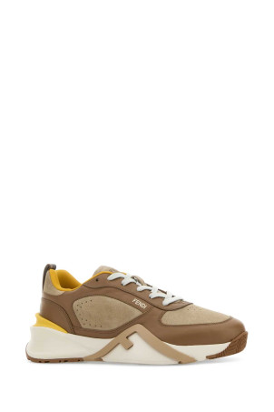 Two-tone leather and suede Fendi Flow sneakers FENDI (7E1925AY1W)