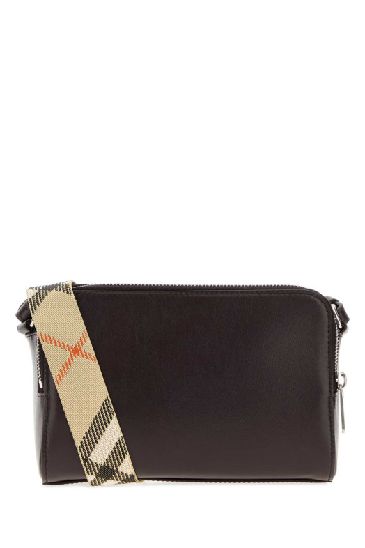 Aubergine leather Pop Check crossbody bag BURBERRY (8123528)