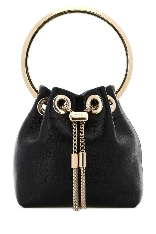 Black nappa leather micro Bon Bon bucket bag Black JIMMY CHOO (MICROBONBONRIH)