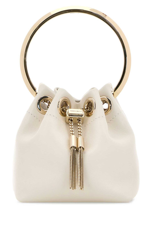 Ivory nappa leather micro Bon Bon bucket bag Beige JIMMY CHOO (MICROBONBONRIH)
