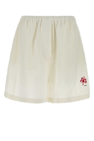White linen shorts Black PRADA (P248KRSOOO122G)