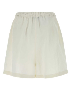 White linen shorts Black PRADA (P248KRSOOO122G)