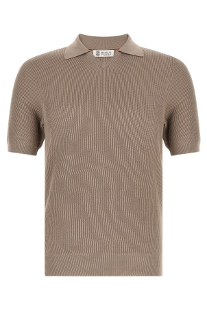 Knitted polo shirt Brown