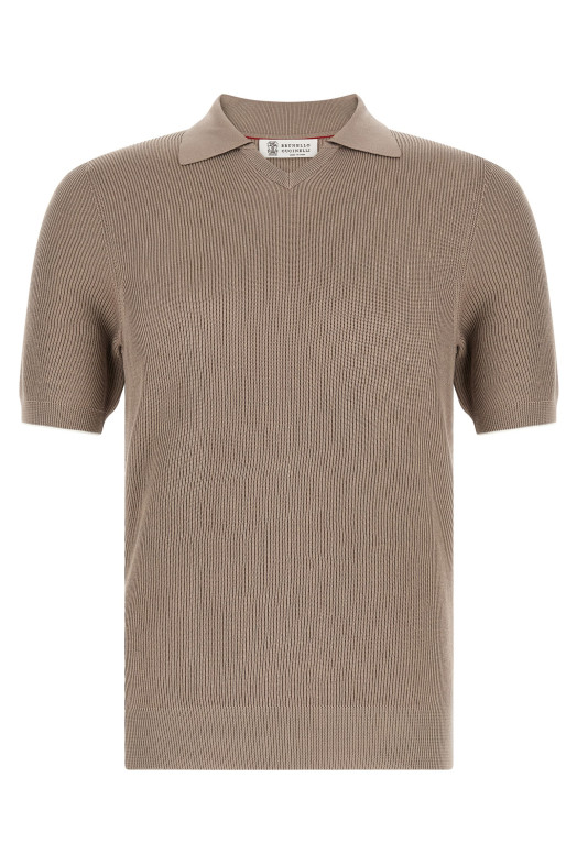 Knitted polo shirt Brown