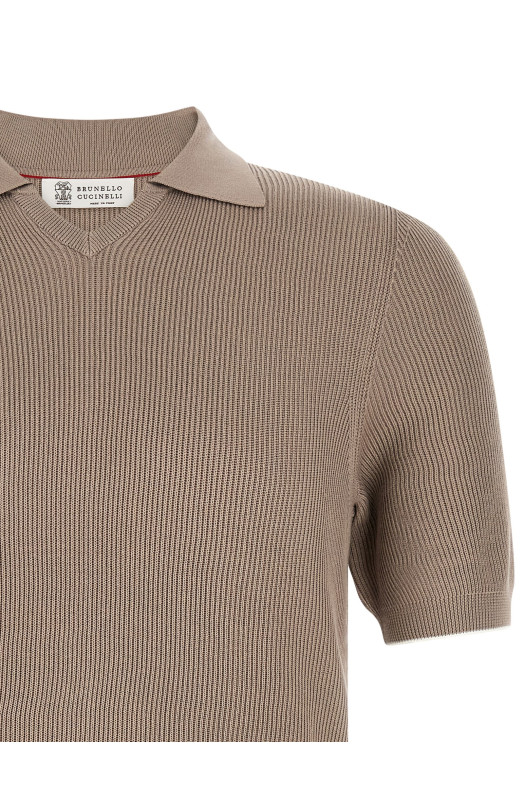 Knitted polo shirt Brown
