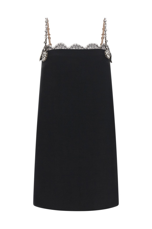 Valentino Garavani crystal embroidery dress Black
