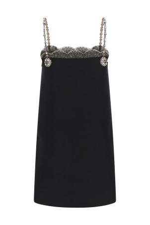 Valentino Garavani crystal embroidery dress Black