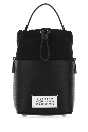 Black leather and canvas mini 5AC bucket bag MAISON MARGIELA (S61WG0035P4348)
