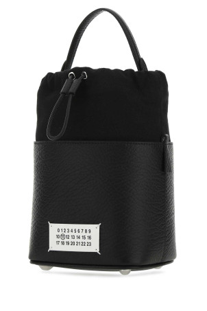 Black leather and canvas mini 5AC bucket bag MAISON MARGIELA (S61WG0035P4348)