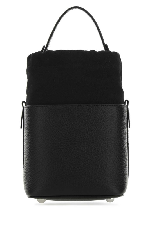 Black leather and canvas mini 5AC bucket bag MAISON MARGIELA (S61WG0035P4348)