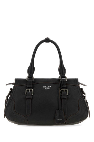 Black leather large handbag Black PRADA (1BG6042HIK)