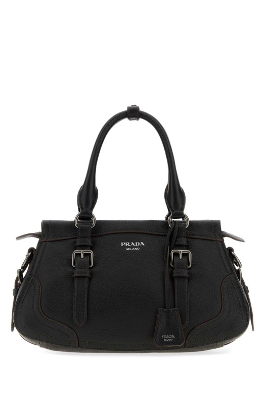 Black leather large handbag Black PRADA (1BG6042HIK)