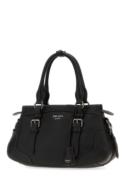 Black leather large handbag Black PRADA (1BG6042HIK)