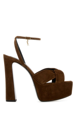 Brown suede Franciane sandals SAINT LAURENT (86973027D00)