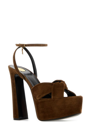 Brown suede Franciane sandals SAINT LAURENT (86973027D00)