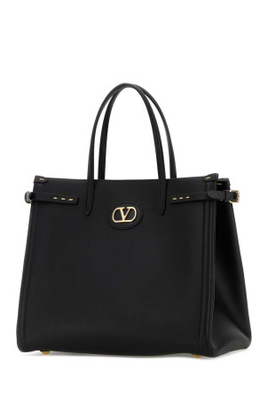 Black leather VLogo Signature shopping bag Black VALENTINO GARAVANI (8W2B0R19YYQ)