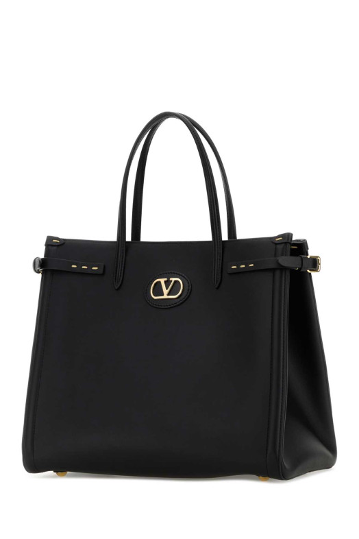 Black leather VLogo Signature shopping bag Black VALENTINO GARAVANI (8W2B0R19YYQ)