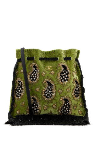 Green velvet NellicÃ´te bucket bag VALENTINO GARAVANI (8W2B0R66TEV)
