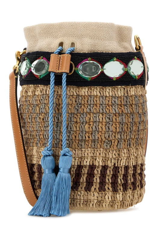 Embroidered raffia VLogo Signature bucket bag VALENTINO GARAVANI (8W2B0T10ZCD)