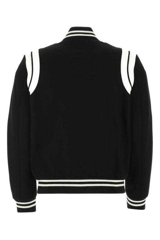 Чорна куртка-бомбер із вовняної суміші SAINT LAURENT (354718Y180W)