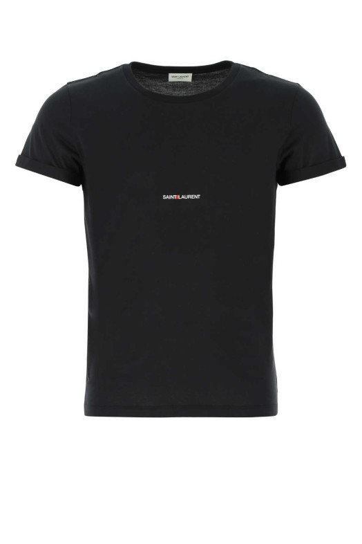 Черная хлопковая футболка Black SAINT LAURENT (464572YB2DQ)